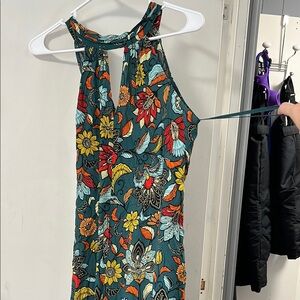 Anthropologie Orange Red Sheath Jumpsuit Halter Neck